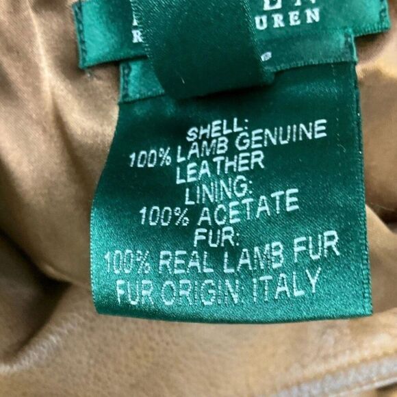 Ralph Lauren Exclusive Brown Lamb Leather Button-Down Jacket XL - Picture 5 of 6